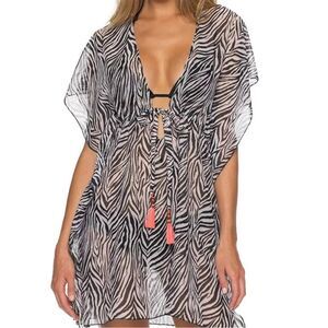 Victoria's Secret Zebra Print Blouse Medium Sheer Coverup Sleepwear Medium